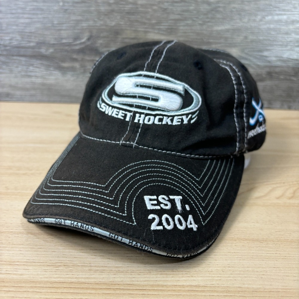 Sweet Hockey Hat Cap Strap Back Black Stick Handling Adjustable